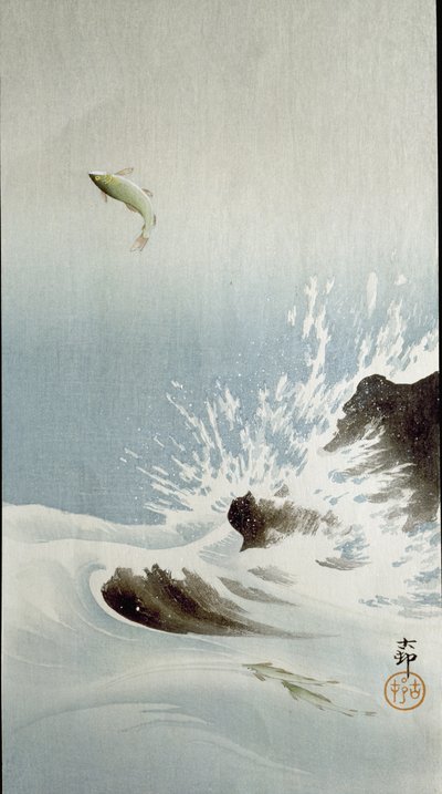 A Fish Leaping Out of the Water, 1907 by Ohara Koson